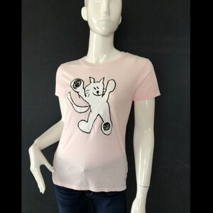 𝅺hyp Maximsart Light pink cat T-shirt